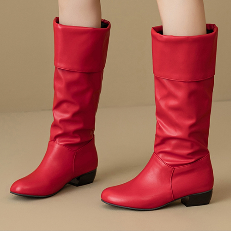 Slip on Knee High Boots Pleate - Women Shoes Waterproof ulasan dan harga