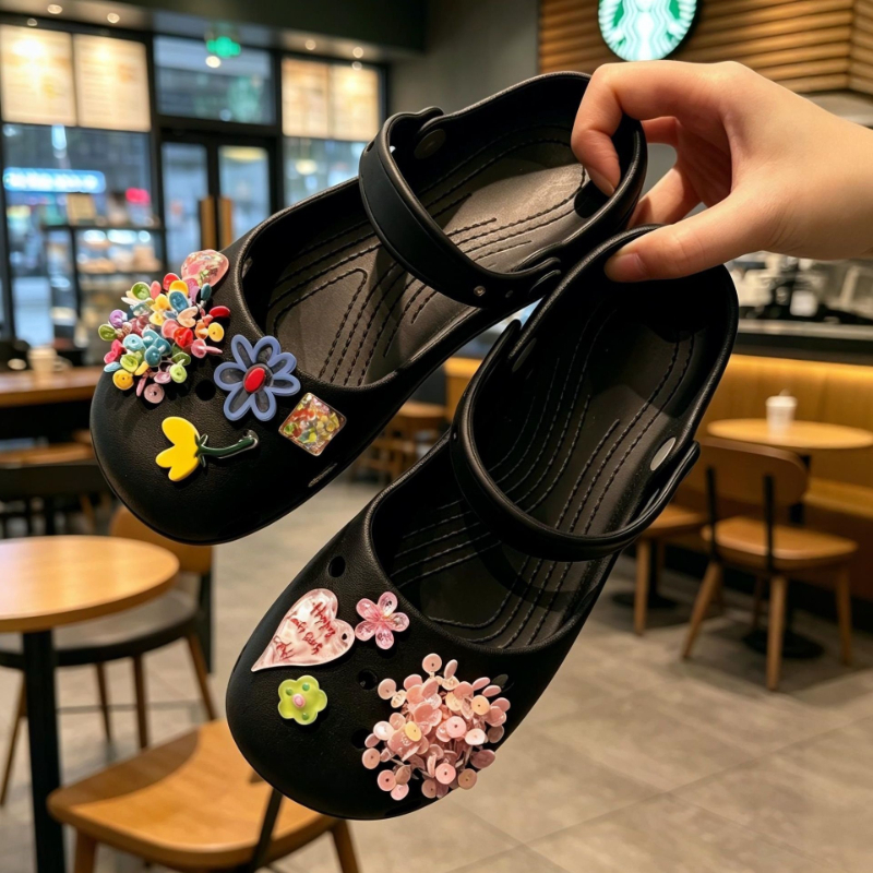 Fashion DIY bead flower croc c - Women'S Shoes Crocs ulasan dan harga