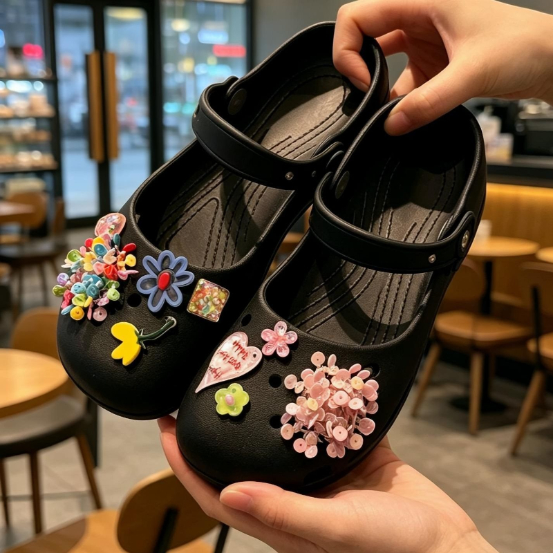 Fashion DIY bead flower croc c - Women'S Shoes Crocs ulasan dan harga