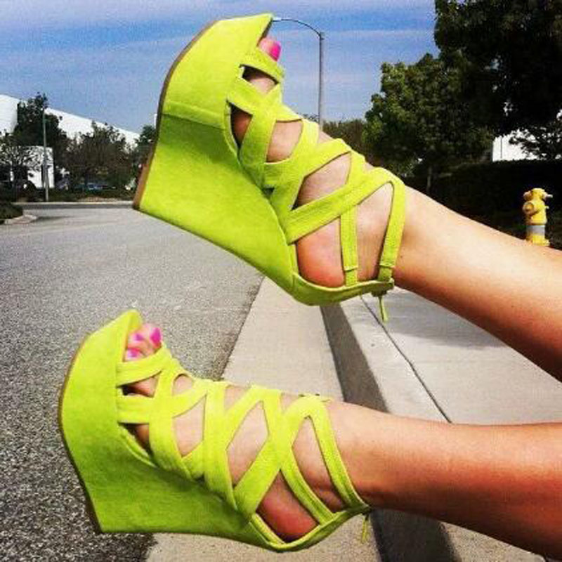 Bright Yellow Suede Cuts Out H - Women'S Shoes Yellow ulasan dan harga