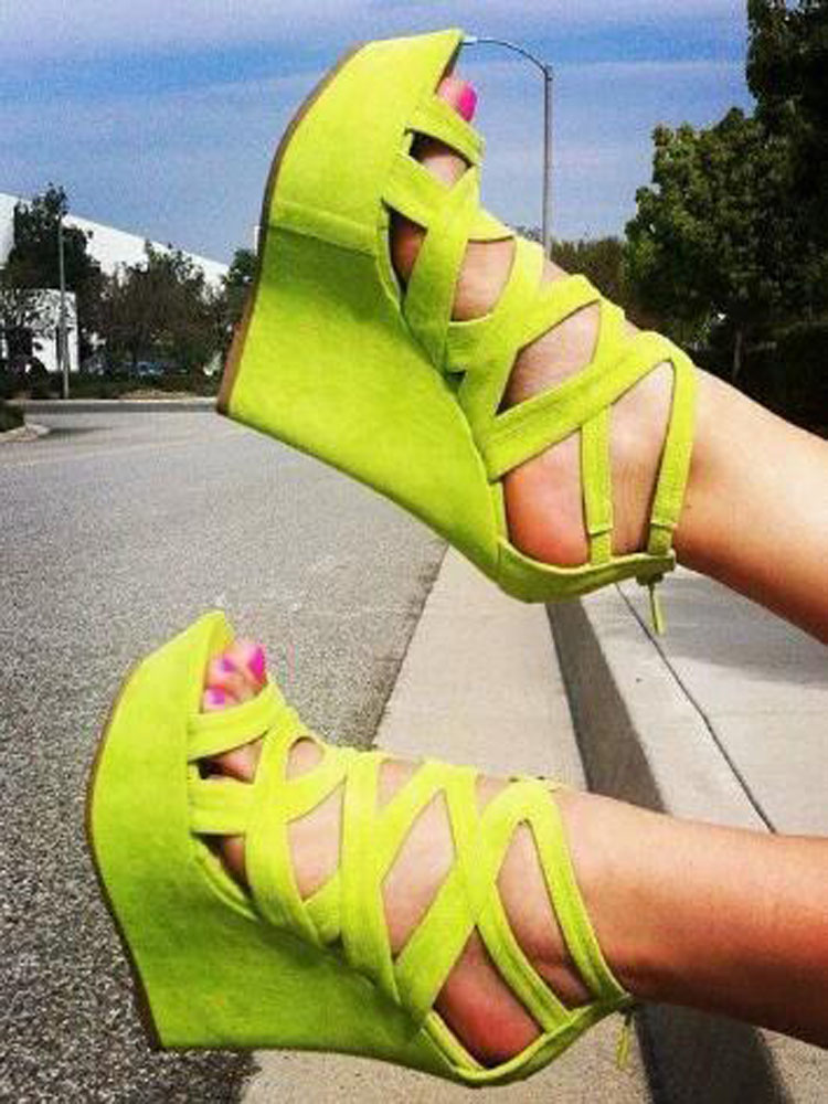 Bright Yellow Suede Cuts Out H - Women'S Shoes Yellow ulasan dan harga