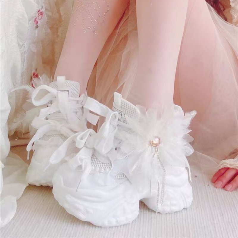 White floral lace rhinestone t - Women'S Shoes Hands Free ulasan dan harga