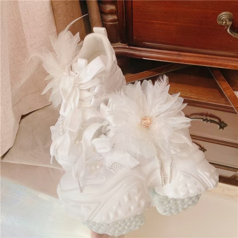 White floral lace rhinestone t - Women'S Shoes Hands Free ulasan dan harga