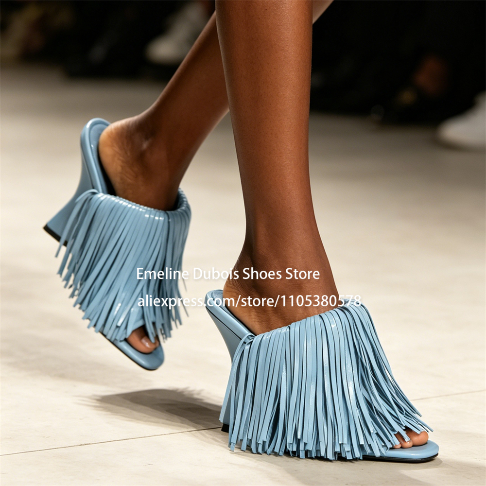 Blue Patent Leather Fringe Wed - Women'S Shoes Navy Blue ulasan dan harga