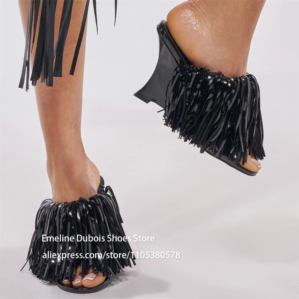 Blue Patent Leather Fringe Wed - Women'S Shoes Navy Blue ulasan dan harga