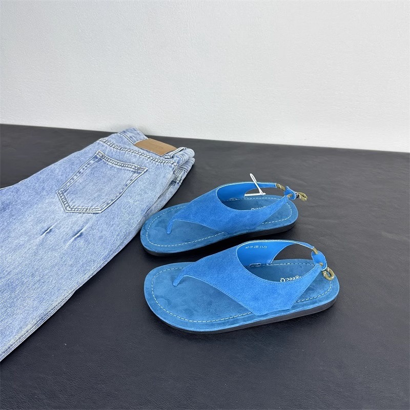 Korean Minimalist Suede Slingb - Thong Flat Sandal ulasan dan harga