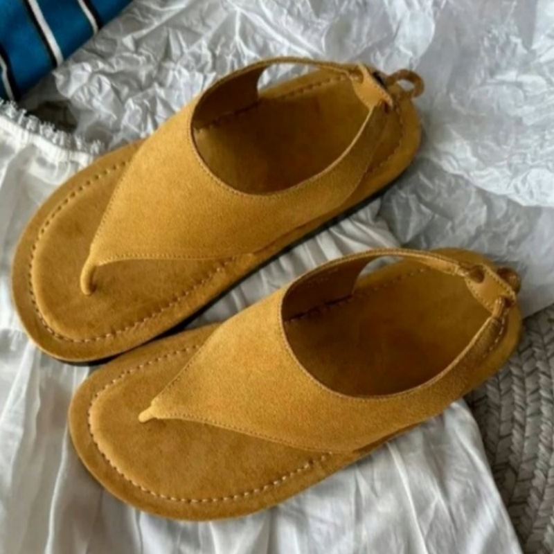 Korean Minimalist Suede Slingb - Thong Flat Sandal ulasan dan harga