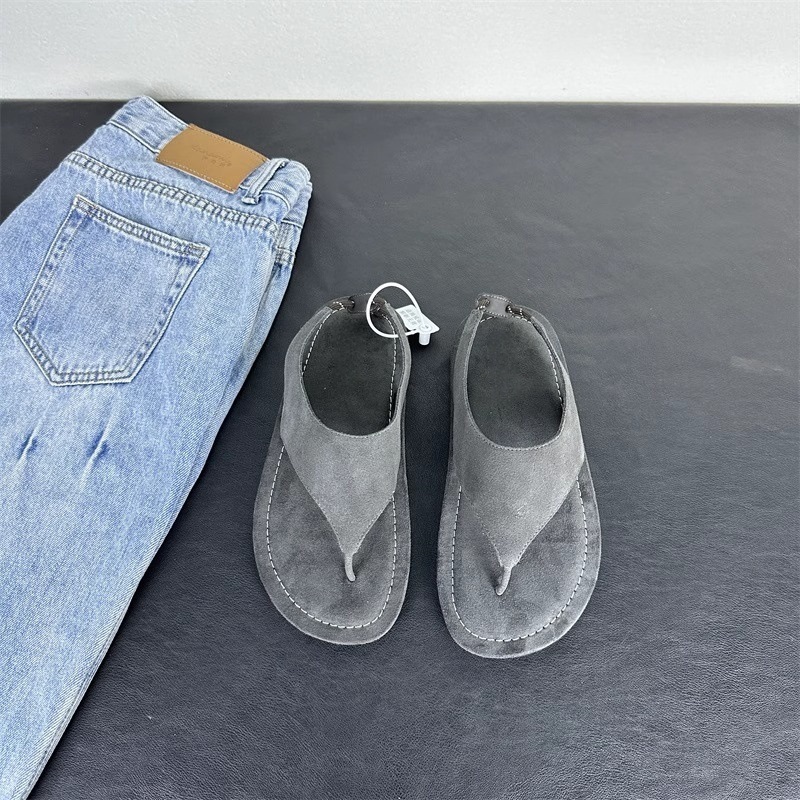 Korean Minimalist Suede Slingb - Thong Flat Sandal ulasan dan harga