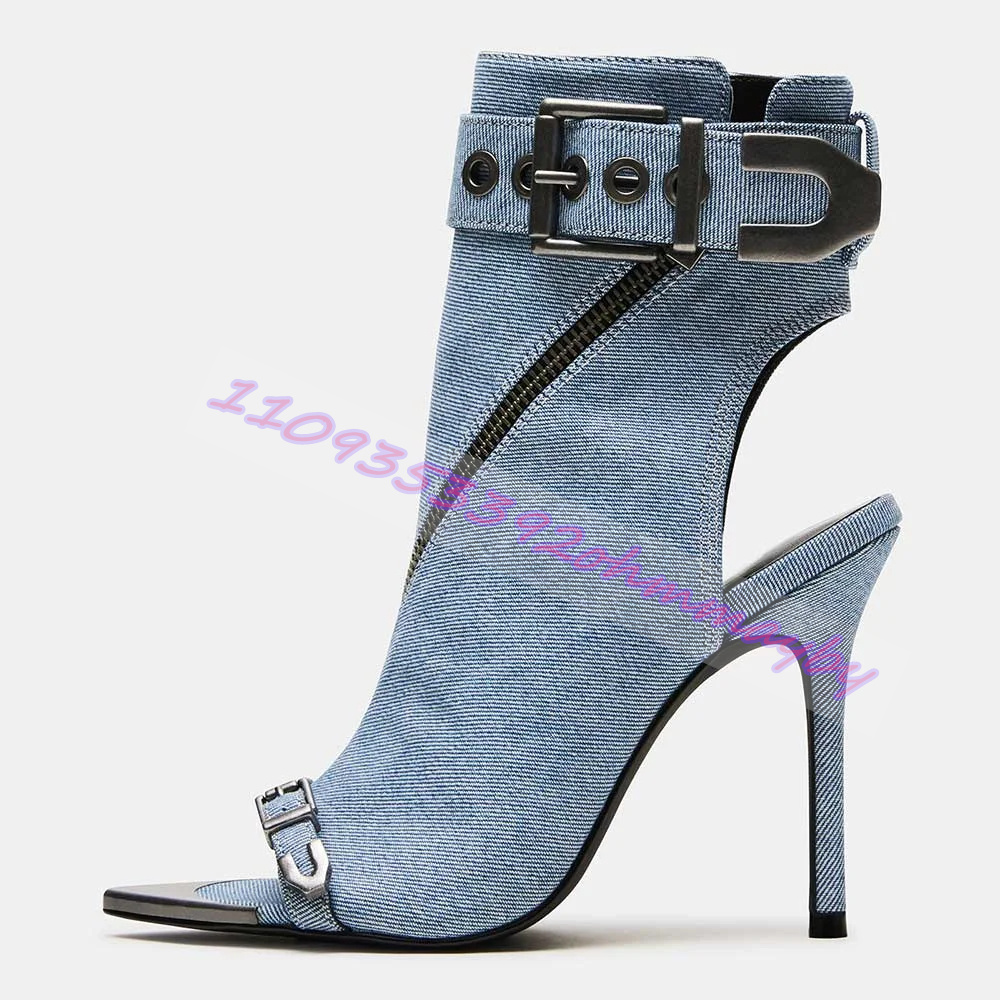 Summer Blue Denim Pointed-Toe  - Women'S Shoes Navy Blue ulasan dan harga