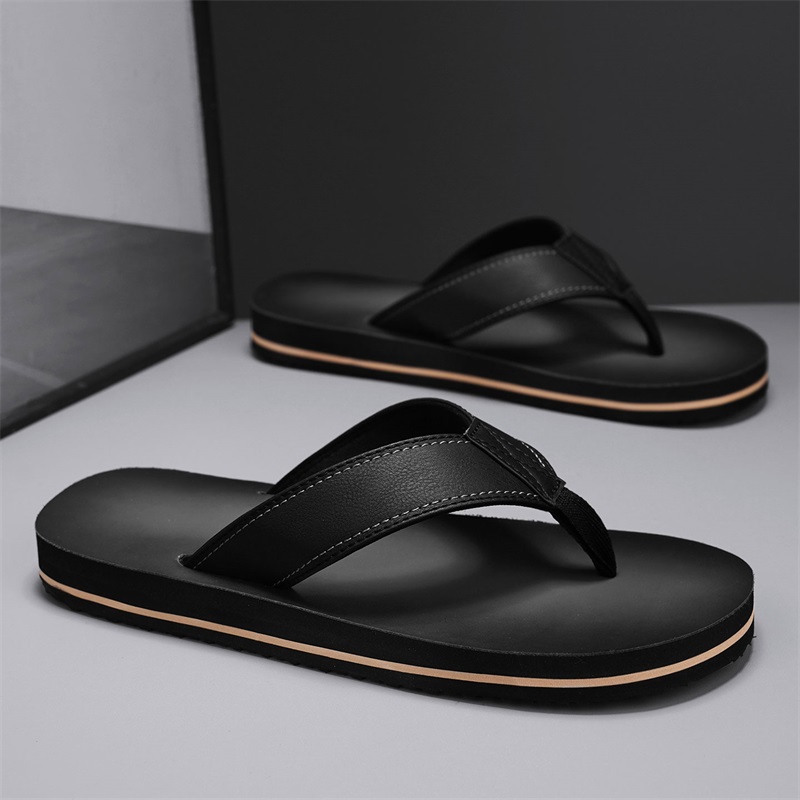 Men's Vintage Washed Faux Leat - Thong Flat Sandal ulasan dan harga