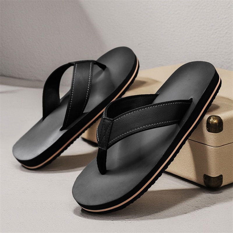 Men's Vintage Washed Faux Leat - Thong Flat Sandal ulasan dan harga