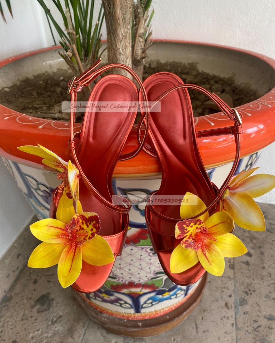 Metalic Matte Slingback Flower - Women'S Shoes Yellow ulasan dan harga