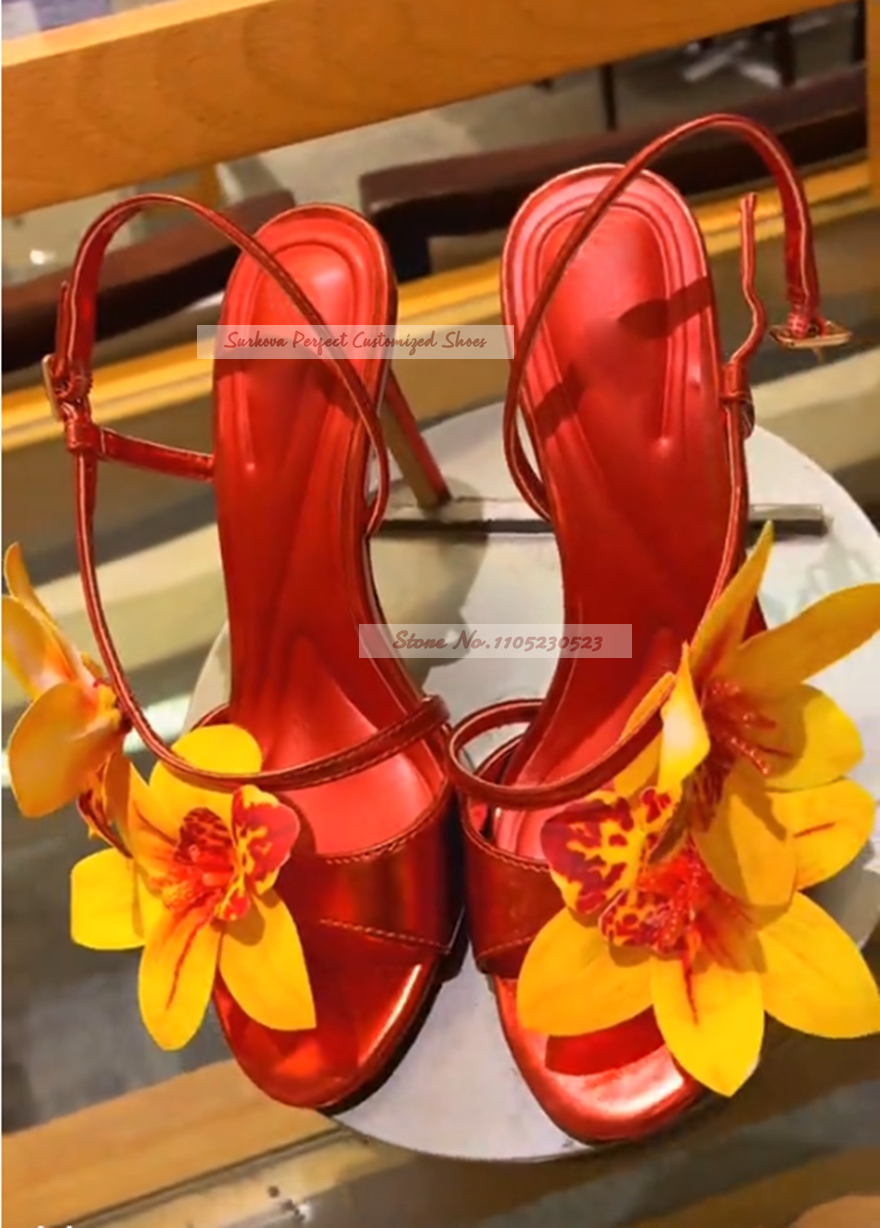 Metalic Matte Slingback Flower - Women'S Shoes Yellow ulasan dan harga