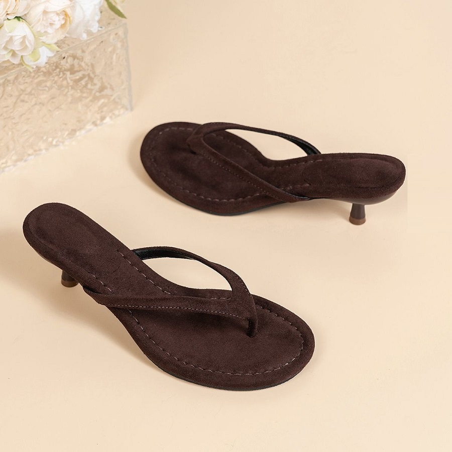 New Faux Suede Heeled Thong Sa - Thong Flat Sandal ulasan dan harga