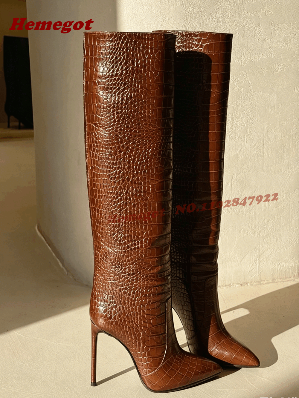 Brown Croc-Embossed Leather Kn - Women'S Shoes Crocs ulasan dan harga