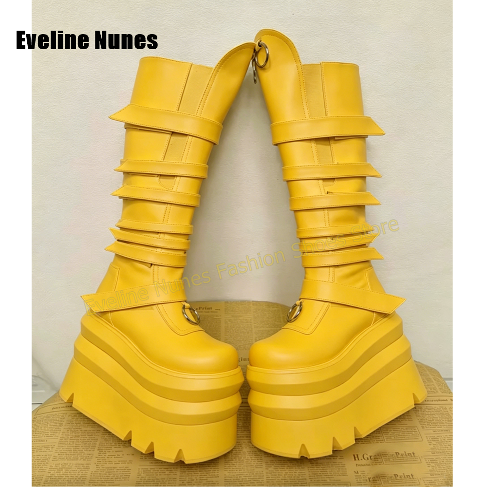 Bright Yellow Platform Knee Hi - Women'S Shoes Yellow ulasan dan harga