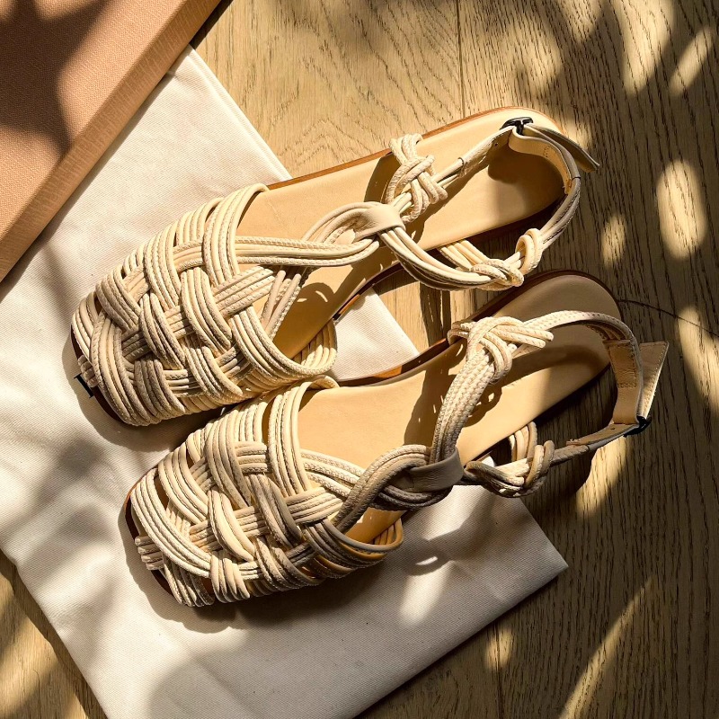 Vintage Hand-woven Flat-bottom - Women'S Shoes Hands Free ulasan dan harga
