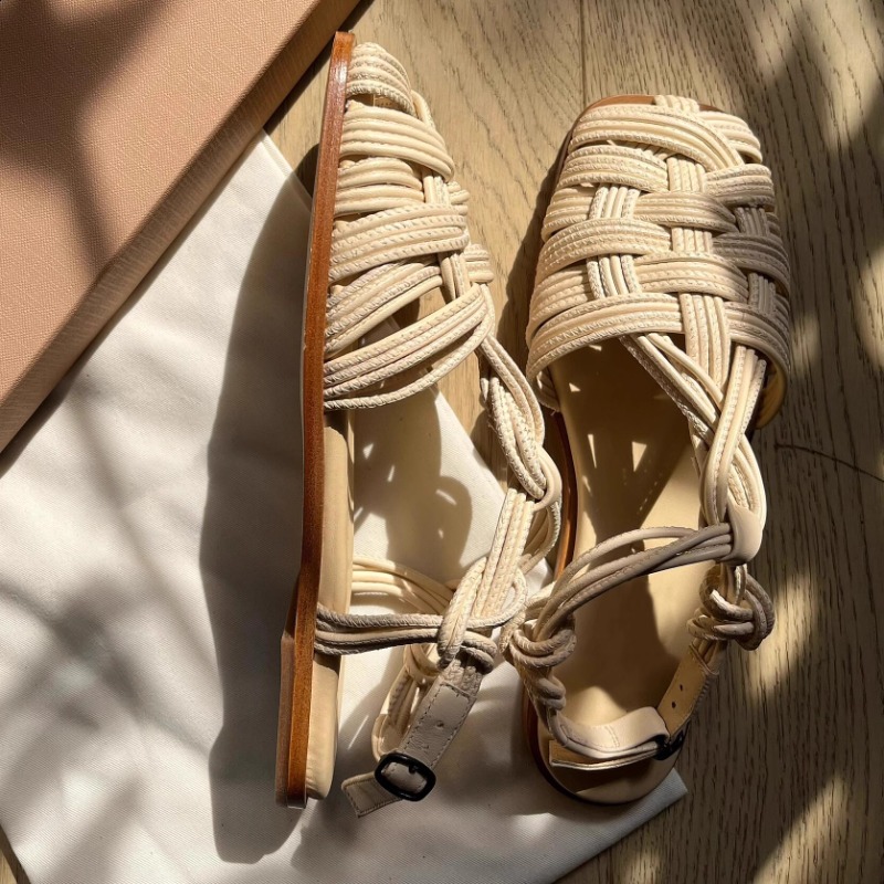 Vintage Hand-woven Flat-bottom - Women'S Shoes Hands Free ulasan dan harga
